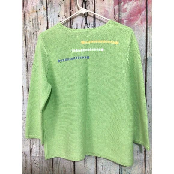 Breckenridge Petite Lime Multi Cardigan Sweater Size Petite Small ❄️💕 - Picture 5 of 9
